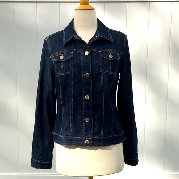 NWOT BACCINI Dark Denim Unlined Jean Jacket Size Medium - Picture 2 of 16